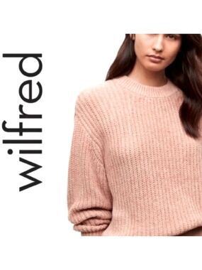 Aritzia Wilfred| Pink Chenille Crew Neck Sweater